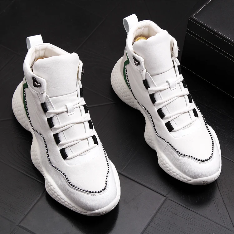 

men casual breathable genuine leather shoes youth platform sneakers lace-up spring autumn ankle boots zapatos de hombre botines