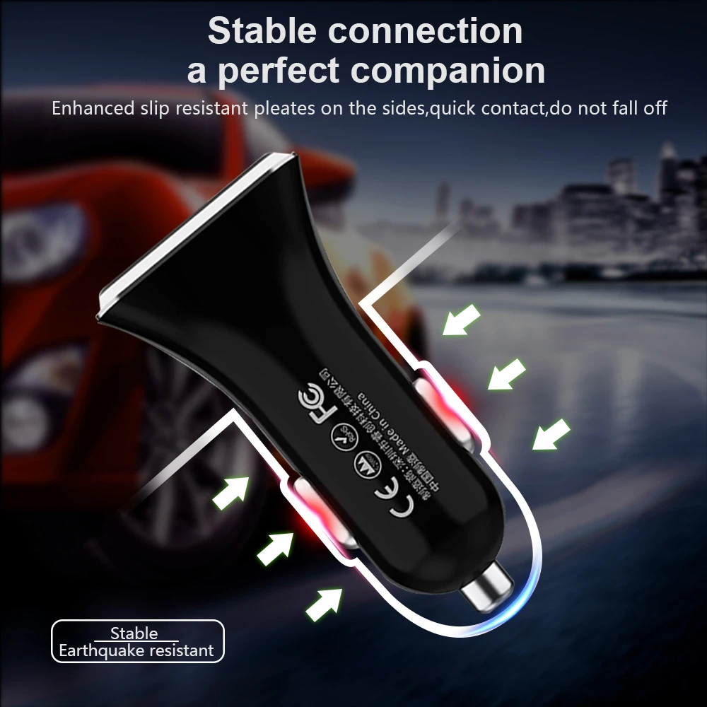 Автомобильное зарядное устройство WK с двумя USB портами и поддержкой быстрой