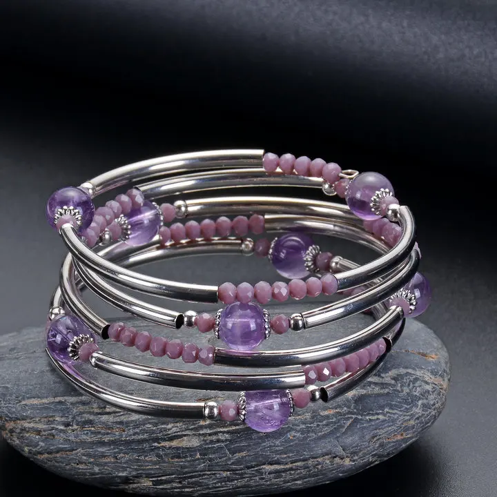 

Bright Moon Best Selling Natural Stone Winding Ladies Bracelet Multi-layer Bead Bracelet 8mm Gift for Women