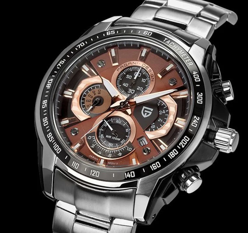 Pagani Для мужчин из нержавеющей стали часы водонепроницаемые бизнес Reloj Hombre Relogio