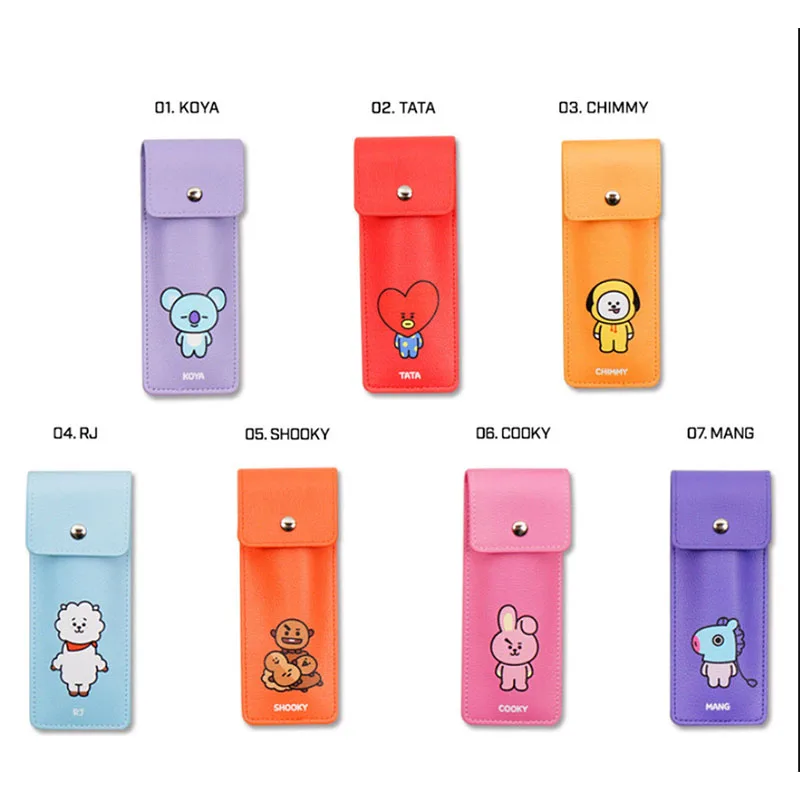 

Bangtan Boys Carrton COOKY TATA CHIMMY MANG Pencil Case Pen Pouch Stationary Bag Tenagee Student LX83