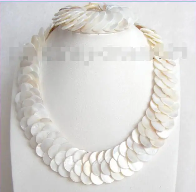 

Free Shipping >>>>>wondeful handmade white southseashell NECKLACE a set a0751