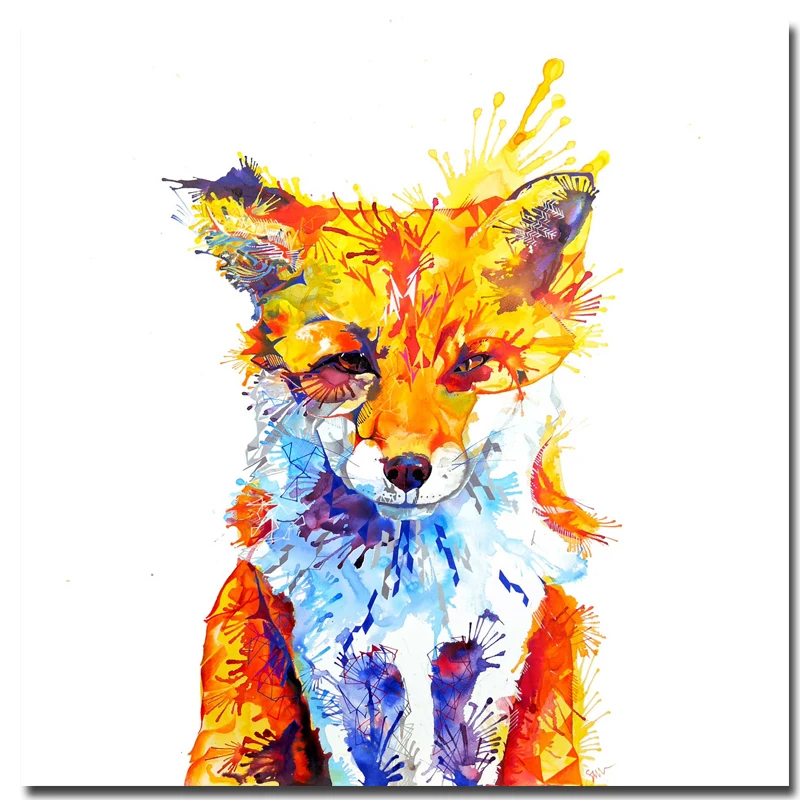 

2017 free shipping No Frame Fox Animals printed oil Painting Kits Paint On Canvas Coloring Painitng For Home Wall Decor
