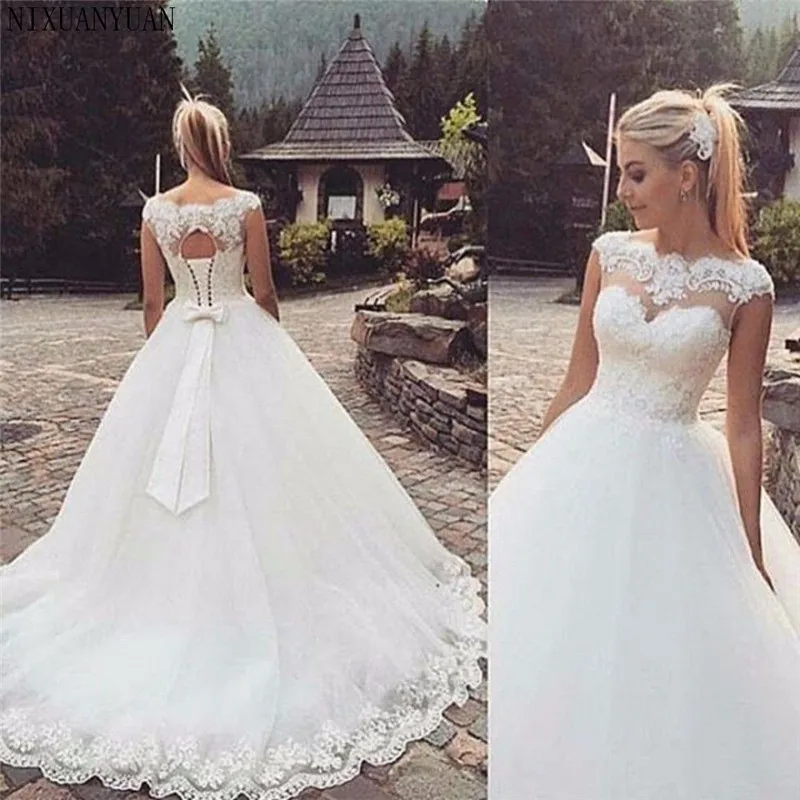 Cap Sleeve Bohemian Wedding Dresses 2021 Plus Size Custom-Made A-Line Vestido De Noiva Open Back Wedding Dress Custom Made Size