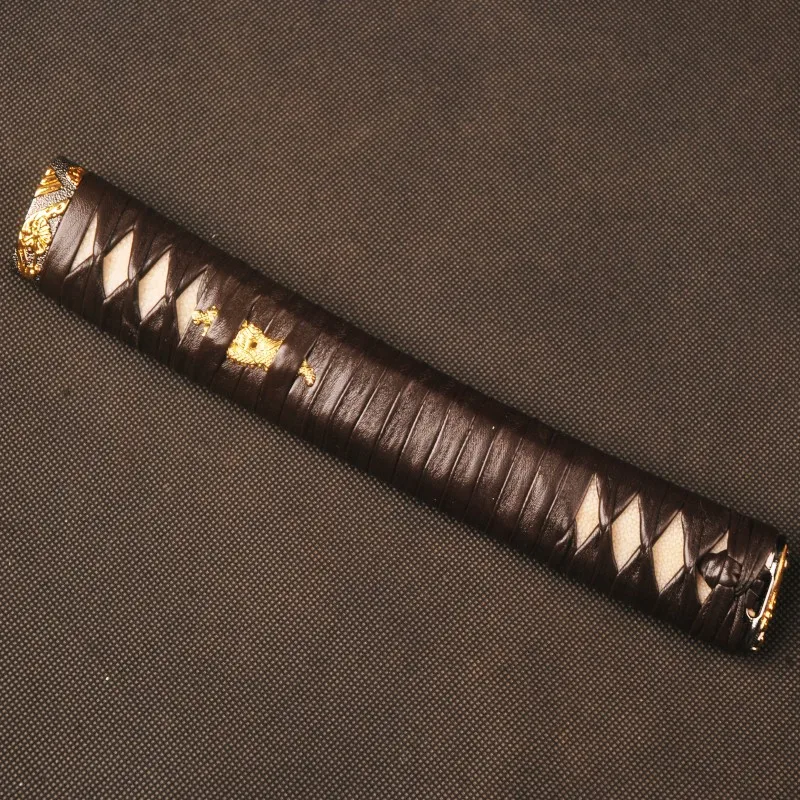 Прямая коричневая искусственная кожа Tsuka Ito и Подлинная белая латунь фучи Кашира