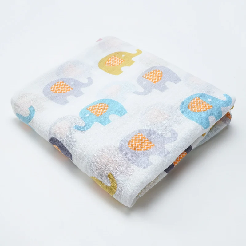 Muslinlife/ модное Хлопковое одеяло для пеленания, муслиновая пеленка для новорожденных, одеяло с мультяшным принтом, Хлопковое одеяло для малышей - Цвет: elephant