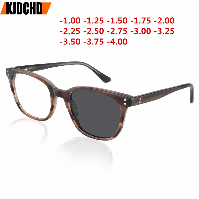 Acetate Finished Myopia Eyeglasses Frame Men Women With Photochromism 
