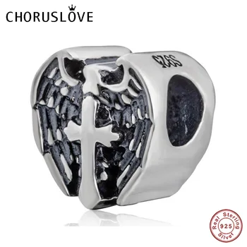 

Choruslove Prayer Cross Heart Charm Antique 925 Sterling Silver Bead Fits Pandora Charms DIY Bracelet SS3564