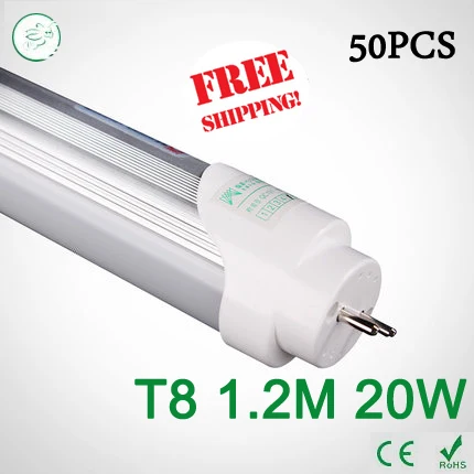 50 шт. 4ft светодиодный светильник T8 1200 мм 20 Вт AC85V-285V 2835SMD светильник s& светильник ing холодный белый/теплый белый 4000K светодиодный Флуоресцентный светильник