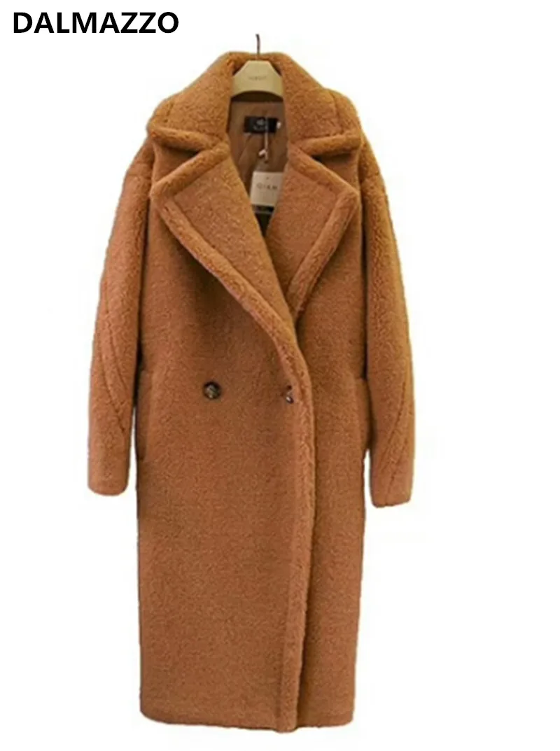 Коричневый Для женщин модные Искусственный мех толстый теплый плюшевый длинная куртка пальто зимний женский большой Размеры одежду через Размеры ветровка S-XL - Цвет: brown