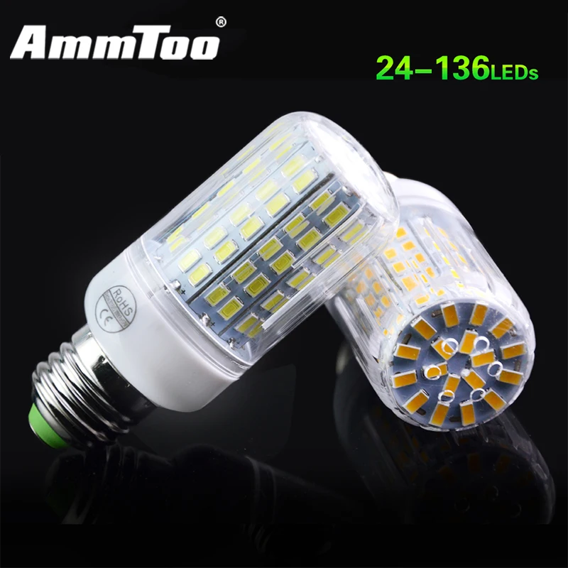 Светодиодная лампа SMD 5730 E27 более яркая чем 5735 5736 220 В 24 30 42 64 80 89 108 136 светодиодов