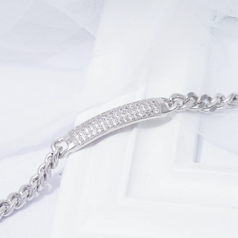 

Punk Party Chain Link Bracelets Unisex AAA Cubic Zirconia Tennis Bracelet White Gold Filled Jewelry Gift Dropshipping