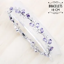 Серебряный 925 Ювелирный Браслет для женщин 18 см фиолетовый белый кубический циркон браслеты подарочная коробка