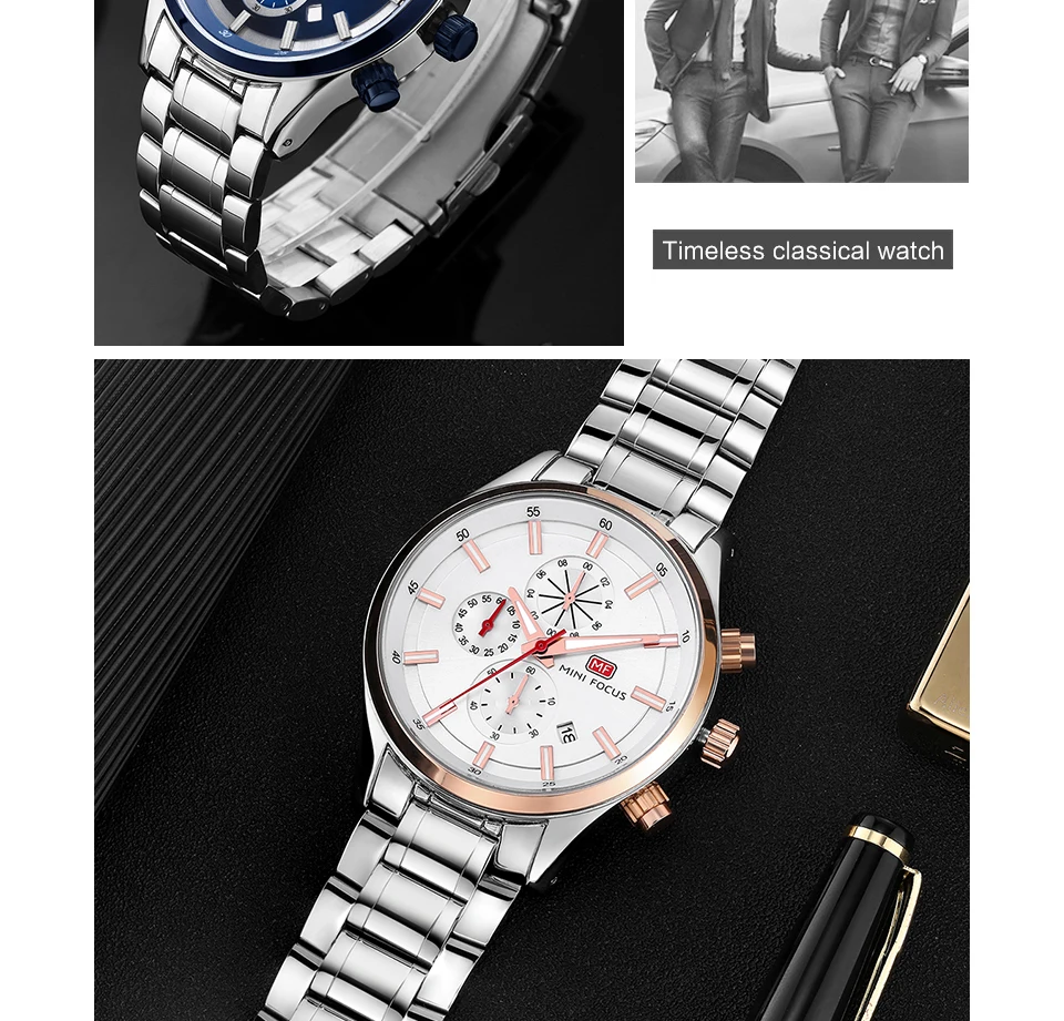 Мини фокус люксовый бренд Мужские часы из нержавеющей стали спортивные часы мужские водонепроницаемые аналоговые кварцевые мужские s наручные часы Relogio Masculino