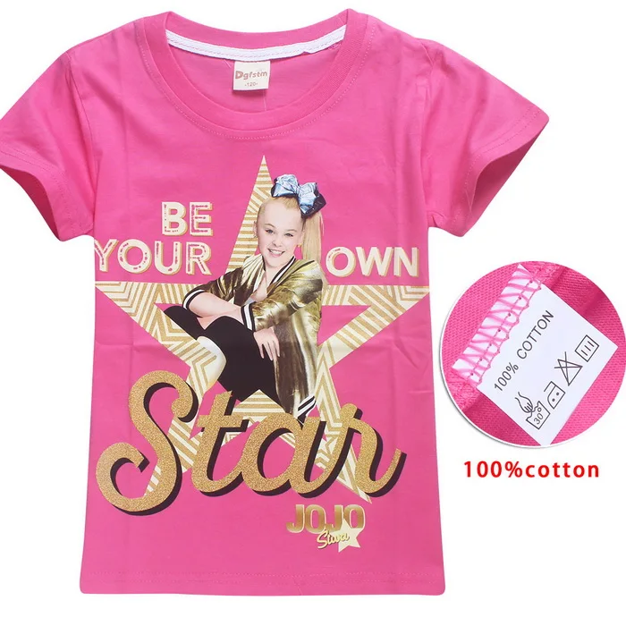 JOJO SIWA/Хлопковые футболки для девочек 4-14 лет, летняя футболка с короткими рукавами для детей, футболка для маленьких девочек, подростковые топы, детская одежда