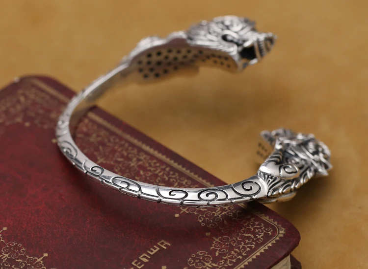 Тайское Серебро ручной работы браслет в виде дракона винтажный настоящий 925 серебряный браслет в виде дракона мужской браслет панк ювелирный подарок