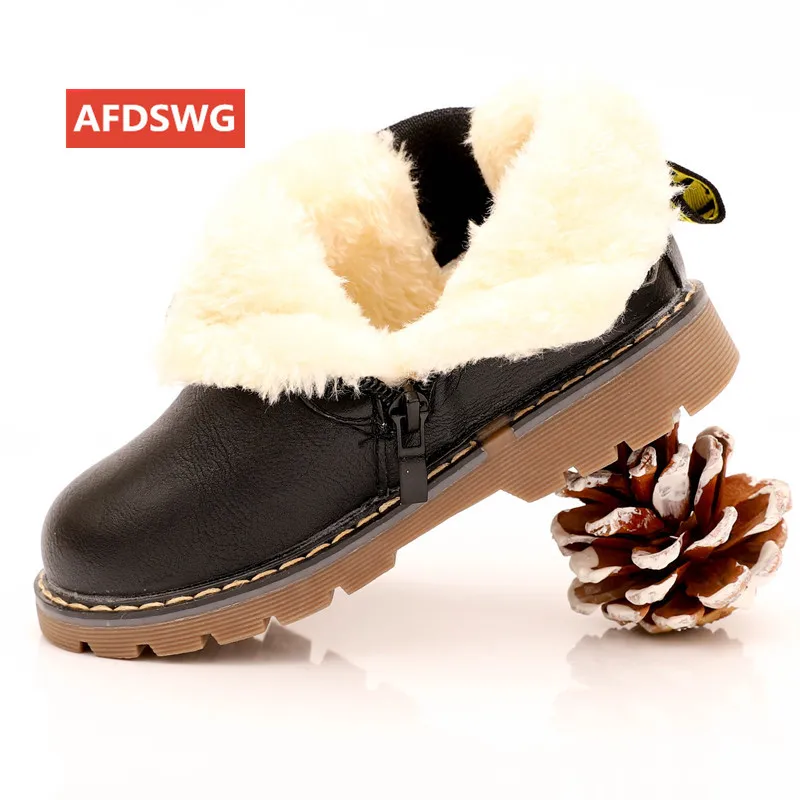 

AFDSWGwinter boots for children thicken boots girl booties black snow boots boys gray kids rubber boots child shoes kids