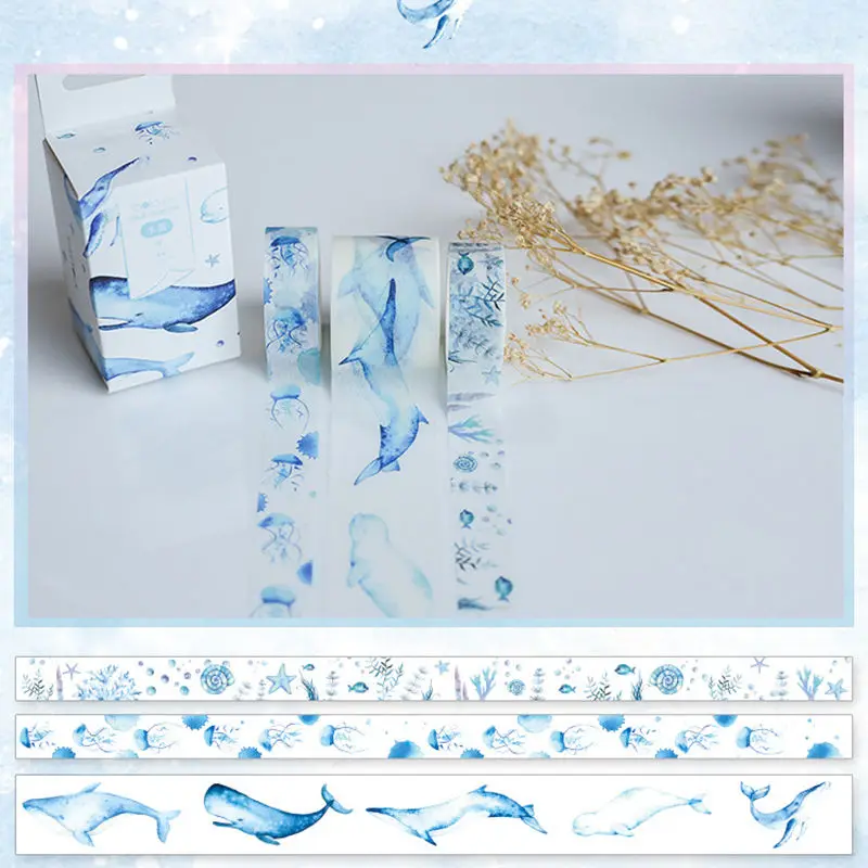 Coloffice 3 шт. синяя серия канцелярские принадлежности васи лента маленький свежий океан рисунок Клейкая Лента Скрапбукинг стикер детский подарок - Color: 9