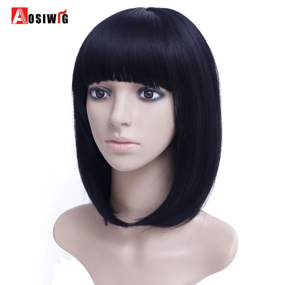 

AOSIWIG Black Bob Wig Short Synthetic Wigs for Women Heat Resistant Straight Hair Cosplay Hairpieces