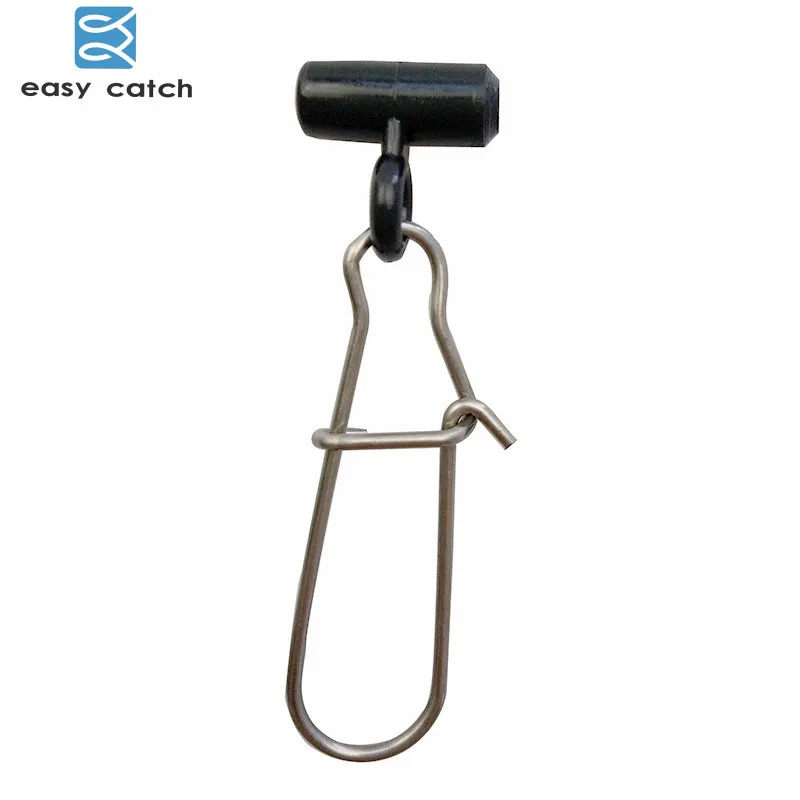 Easy Catch 10pcs Fishing Sinker Slip Clips Black Plastic Head Swivel