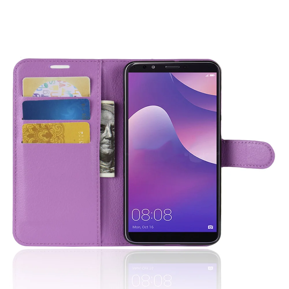 

YINGHUI for Huawei Y9 2018 Case Wallet Style Litchi Texture Flip Leather Case Cover for Huawei Y9 2018 With Stand Function