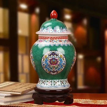 

Jingdezhen Porcelain vase Enamel colour ceramic vase China red f general climbing vase modern Chinese crafts vase ginger jar