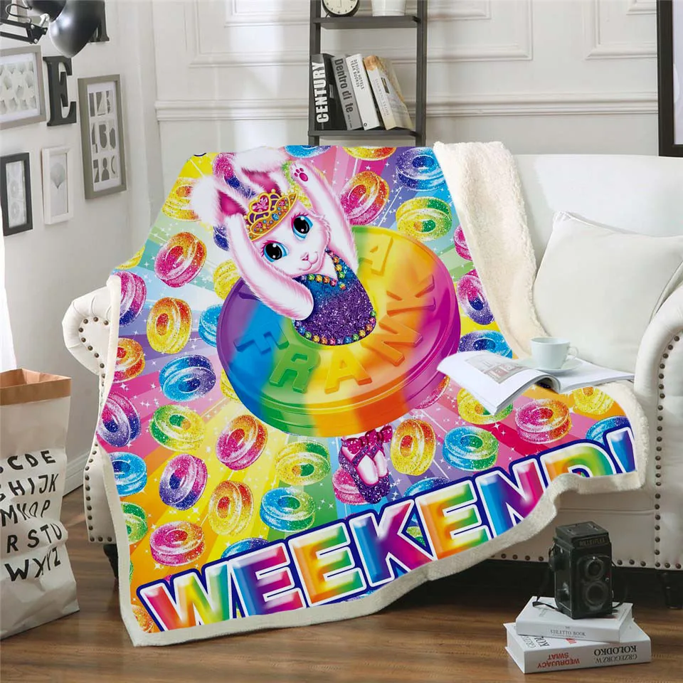 

Plstar Cosmos Lisa and Frank Cartoon Blanket 3D print Sherpa Blanket on Bed Kids Girl Flower Home Textiles Dreamlike style-6