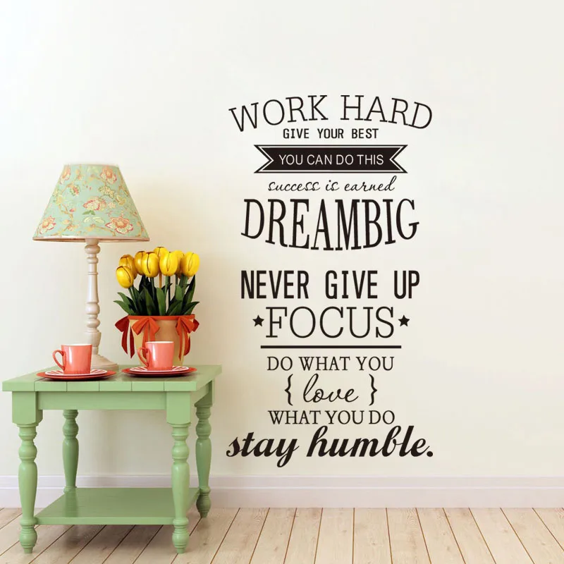 Never Give Up Wall Sticker Quotes Inspirational Home Decoration Text