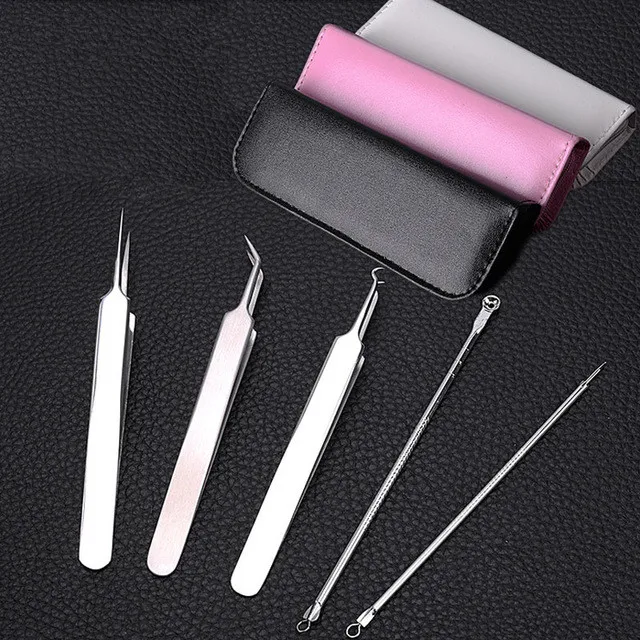 5PCS Blackhead Blemish Acne Pimple Extractor Remover Tool Set Face Skin