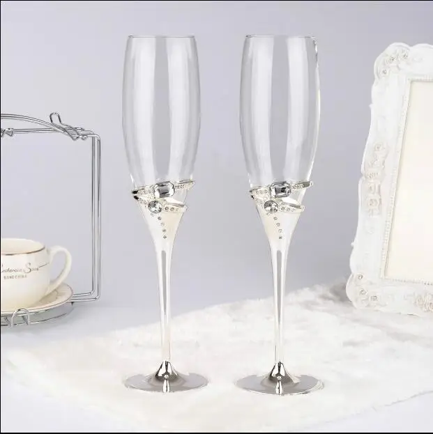 1 пара свадебные шампанское красное вино стекло es с кристаллом 2 кольца/Шампанское стеклянные украшения флейта Кубок емкости для напитков - Цвет: 10