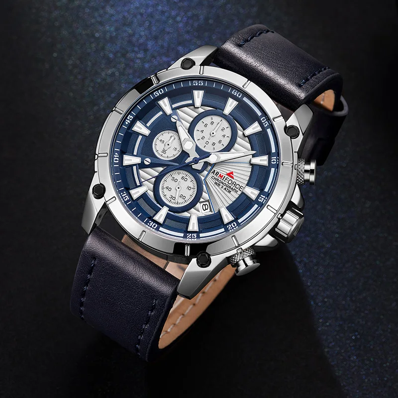 Reloj Hombre ARMIFORCE мужские часы Топ бренд класса люкс Relogio Masculino военные кожаные часы с хронографом кварцевые наручные часы