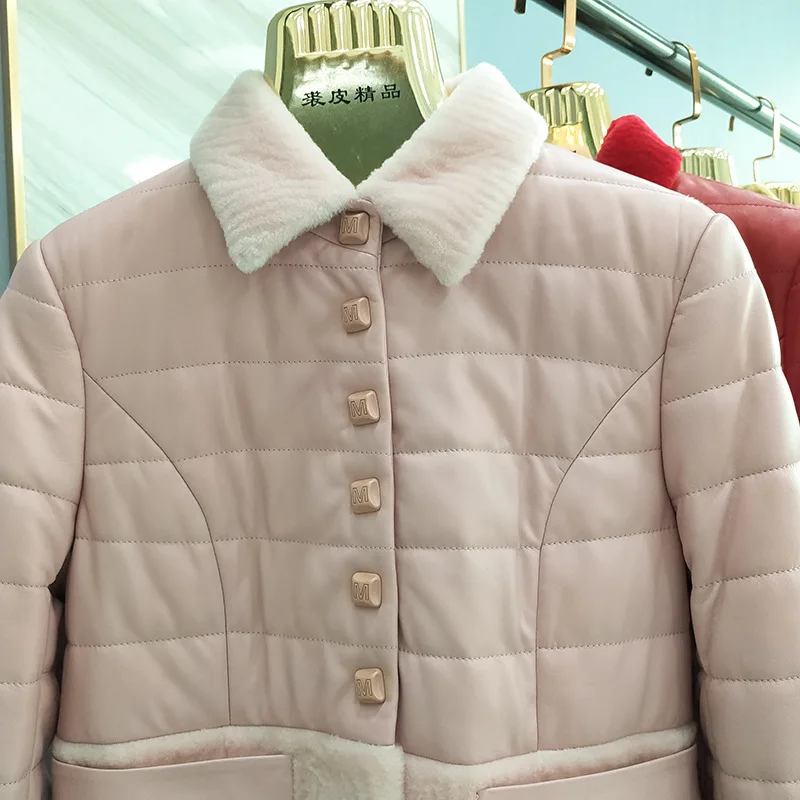 Зимняя куртка из натуральной кожи, пальто из натурального меха, уличная шерстяная куртка, пальто из овчины, женская одежда, овечья шерсть