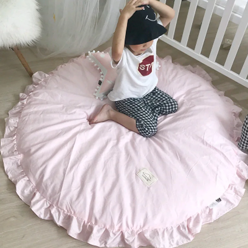 

Baby Blanket Cotton Lace Solid Color Infant Play Game Mats Kids Crawling Carpet Floor Rug Game Pad Children Room Decoration