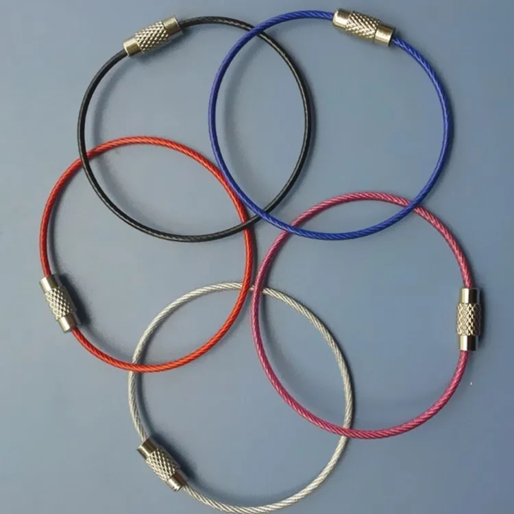 Кольцо для ключей из нержавеющей стали с защитным слоем, цветное стальное кольцо, веревочное кольцо B1