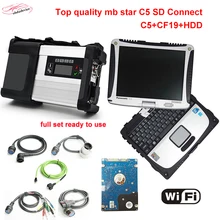 WiFi obd2 diagnostic-tool MB Star C5 with CF19 Military Laptop+HDD 2017.12 Software for sd connect c5 scanner fully set DHL free