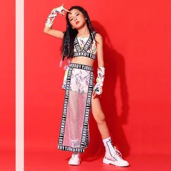 

Hip Hop dance costumes kids,Girls Ballroom Modern Jazz Dancewear Costumes Set Shirt Tops Pants for Kids Party Dancing Clothes