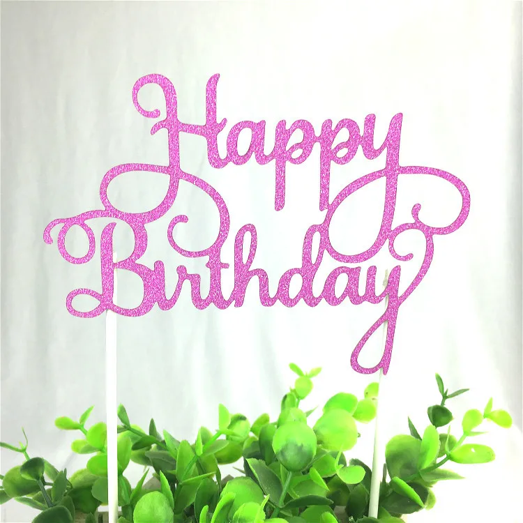 1 шт. счастливые топперы для торта на день рождения Разноцветные Торт флаг любовь свадьба товары для украшения торта Лидер продаж - Цвет: fushia