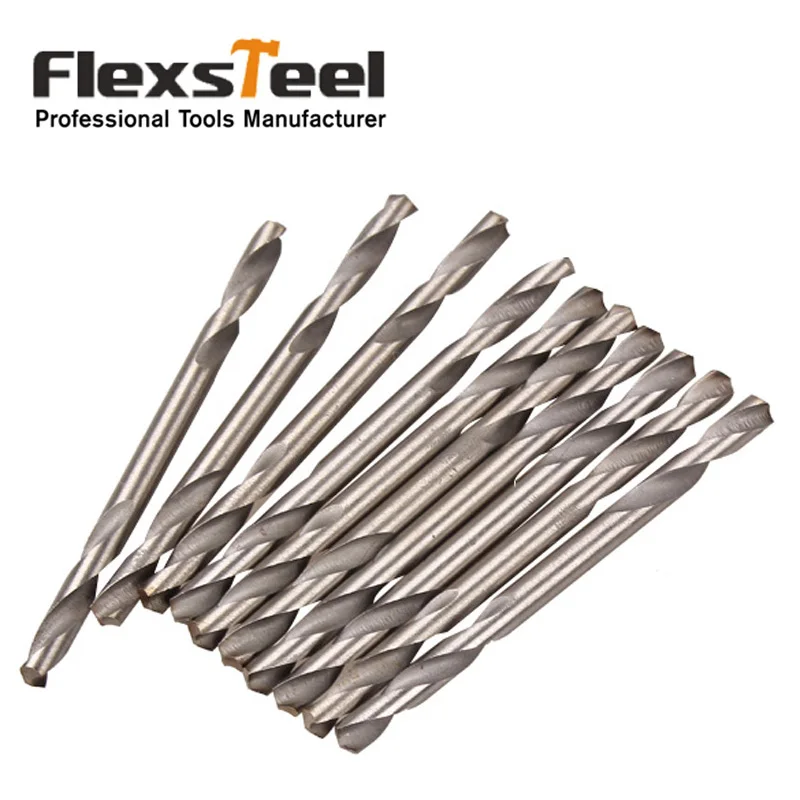 

High Quality 10pcs/set 4341HSS Steel Double End Spiral Twist Drill Bit Set Drilling Tools 3.2MM 1/8" Shank 135 Degree