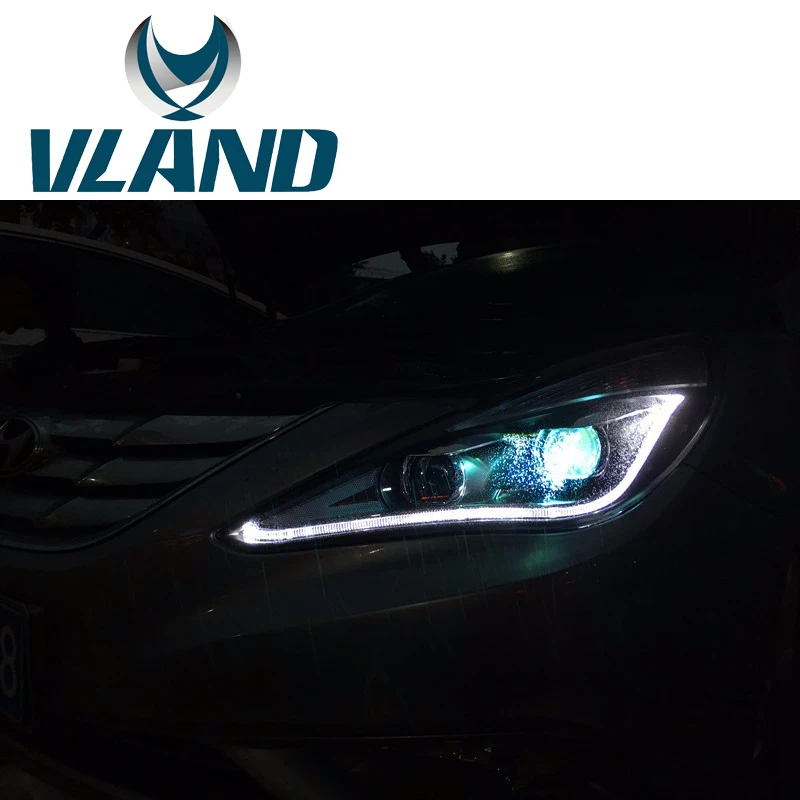 Cheap VLAND Factory For Car Head Lamp For Sonata 2011 2012 2013 2014 2015 LED Headlight With Day Ligth DRL H7 Xenon Lamp Plug And Play 3