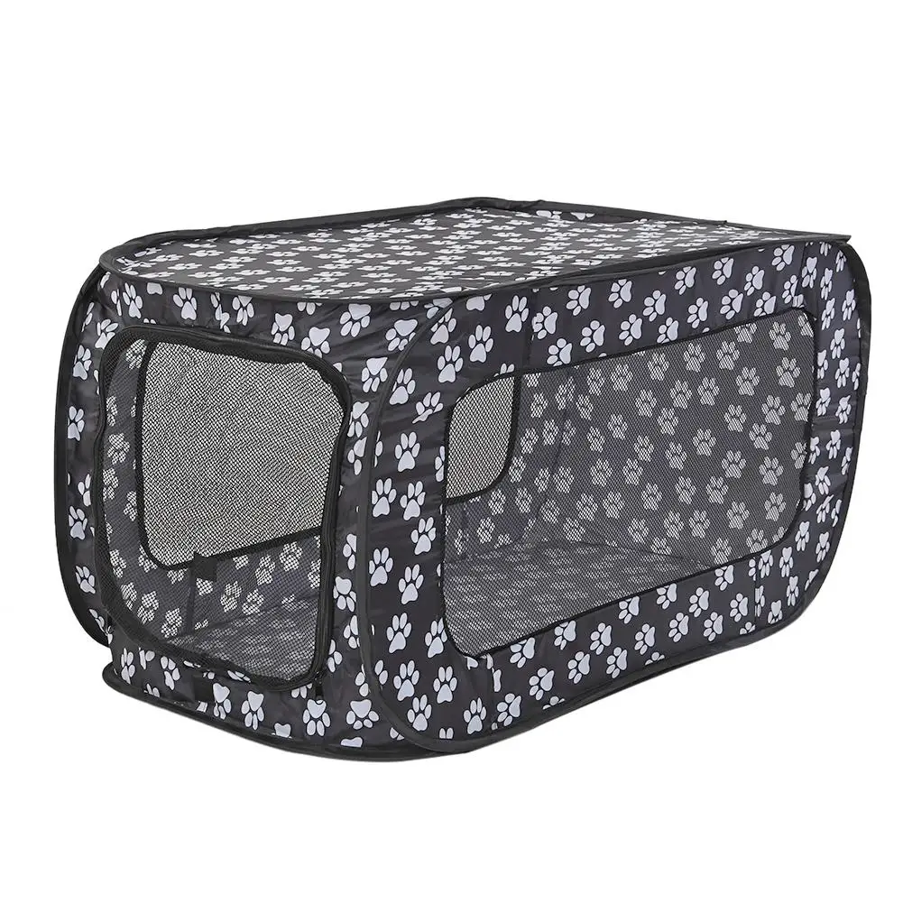 

Summer Folding Pet Tent Dog Fence Breathable Mesh Paws Print Cat Dog Portable Travel Cage Rectangular Length 87CM Dog House 20E