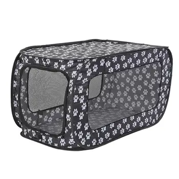 

Summer Folding Pet Tent Dog Fence Breathable Mesh Paws Print Cat Dog Portable Travel Cage Rectangular Length 87CM Dog House 20E