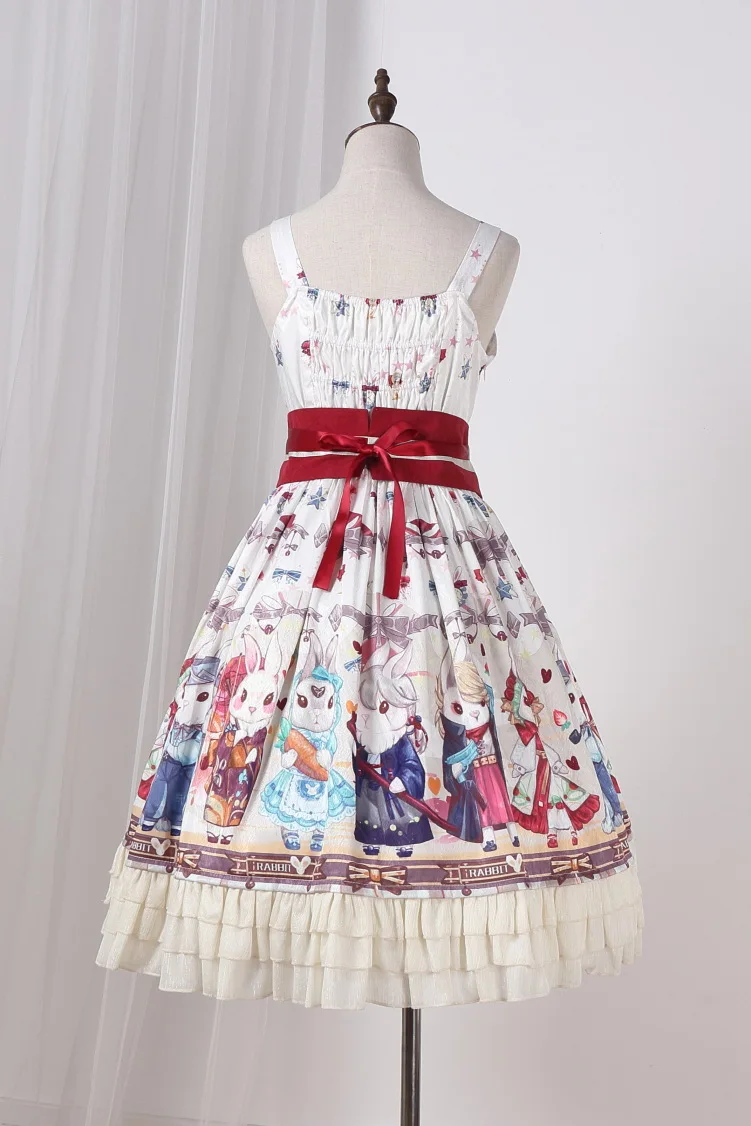 2019 ограниченная Акция Qiu Dong оригинальный Showa кролик сарафан Лолита юбка с бретельками платье японская женская одежда