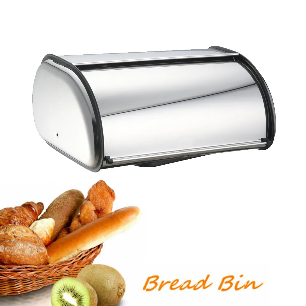 

1pc 34x21x14.5cm Stainless Steel Bread Box Storage Bin Keeper Food Kitchen Container Bread holder 3.27