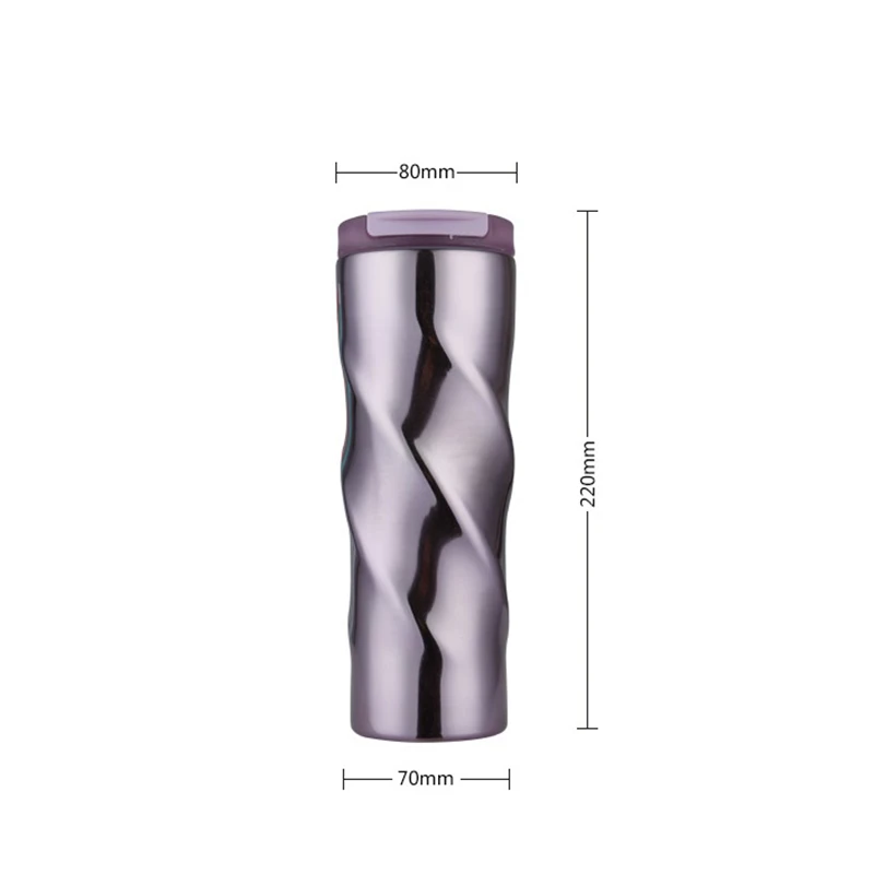 Best 500Ml Coffee Insulation Cup Stainless Steel Spiral Vacuum Flask Portable Gradient Travel Thermal Mug