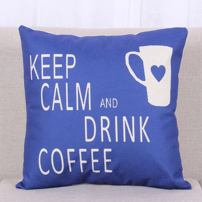 Buy Home Pillow Cover Blue Keep Calm and Drink Coffee