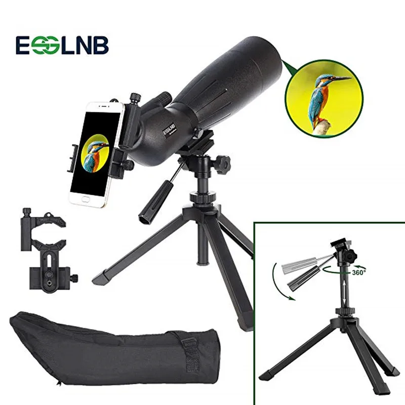 20-60x80 Angled Spotting Scope With Adjustable Tripod& Phone Adapter Waterproof Monocular Telescope For Target Shooting Hunting