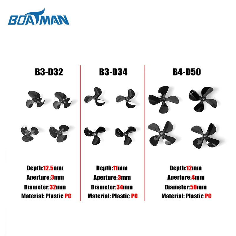 Пропеллеры для радиоуправляемой лодки-приманки диаметром 3 см/4 см/5 см