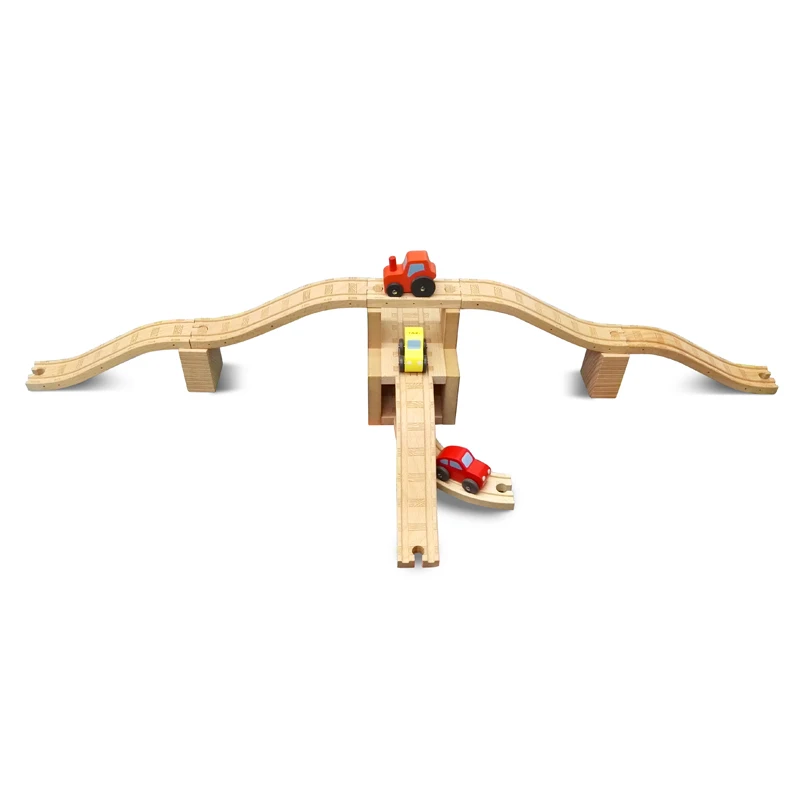 P026 роскошный триплекс сочетание снежный мост транспортная ступица может свободно Сборка игрушки совместимы с деревянной железнодорожной дорожкой