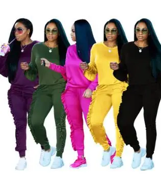

CMYAYA 8 colors S-3XL autumn/winter Women's Set fashion sexy women solid patchwork suits casual nightclub party tracksuit S3242
