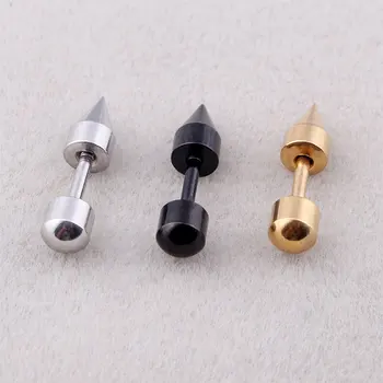 

Fashion Punk Nail Earrings Silver Gold Black Titanium Steel Spike Bullet Screw Stud Earrings Brincos Jewelry For Cool Men Women